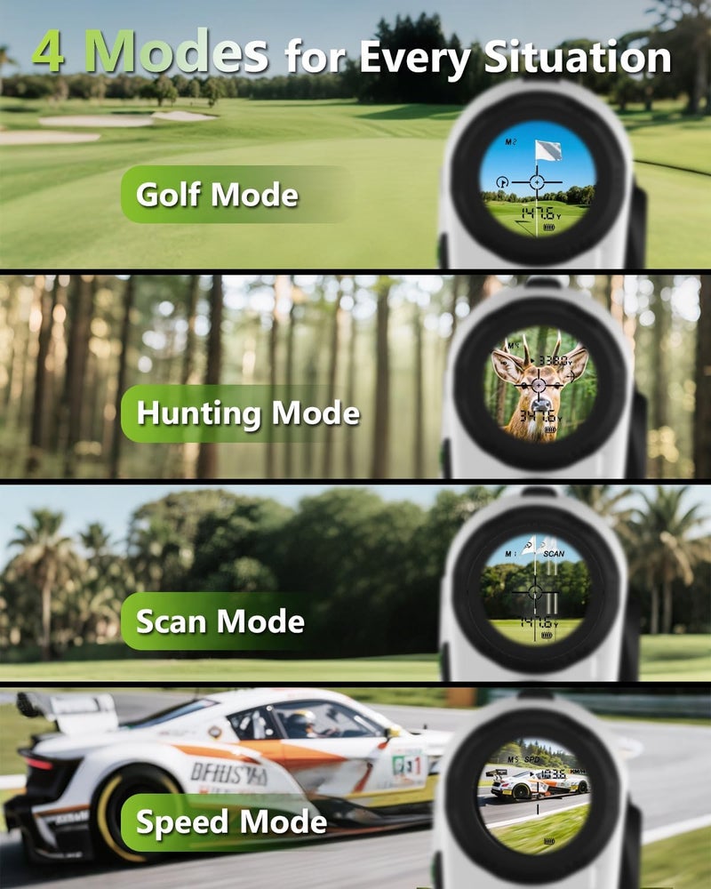 GREEN SHOT Golf Range Finder with Slope - 1200 Yards Range Finder Golf, 6X Magnification Golf Range Finder Magnetic with Flag Pole Locking Vibration, Rechargeable Golf Accessories for Men - Image 3